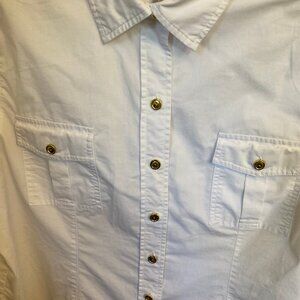 Chicos Button Up Shirt White‎ Roll Tab Sleeve Size 3